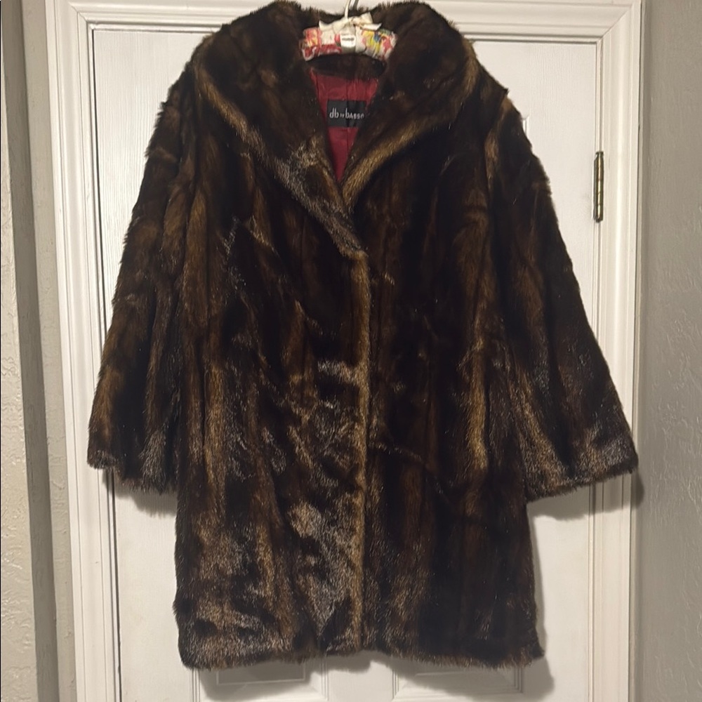 Warm Brown Teddy Jacket with Plush Fur and Mid-Length Design